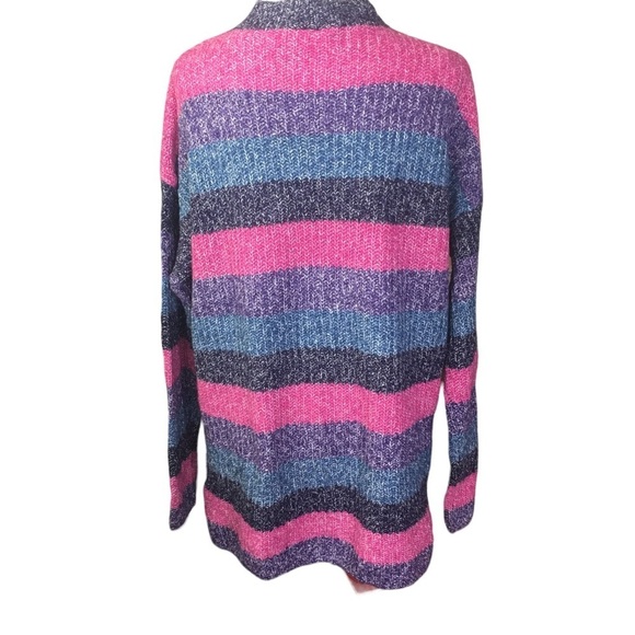 NEW Gap Sweater Marled Stripe Mock Neck Women's XXL Pink Blue Purple Wool Blend - Picture 2 of 4